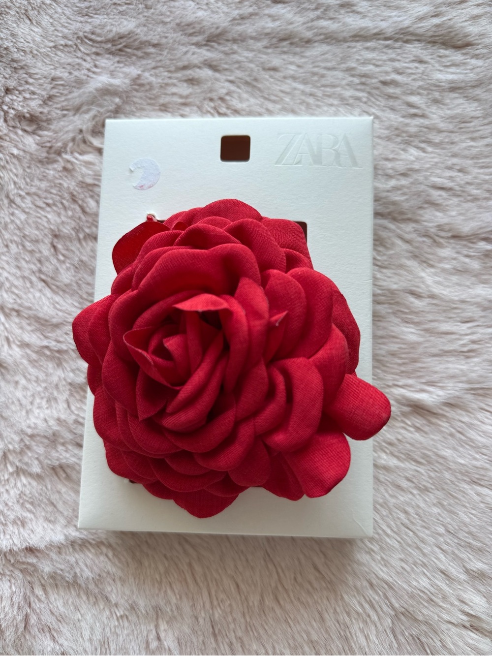 ZARA Red Fabric Rose Hair Clip